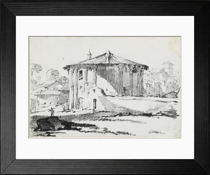 Framed Print : The Round Temple on the Piazza Bocca della Verità, Rome, 1744 / 1750. Creator: Joseph-Marie Vien the Elder