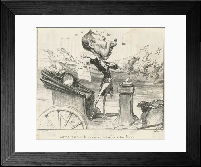 Framed Print : Arrivée en Alsace du commissaire... 19th century. Creator: Honore Daumier Framed Print : Arrivée en Alsace du commissaire... 19th century. Creator: Honore Daumier
