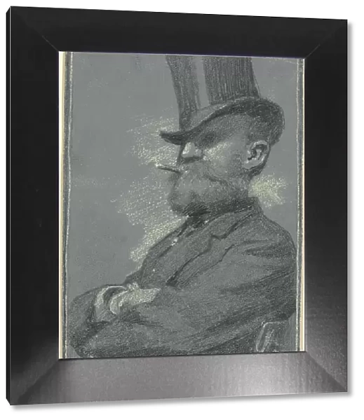 Man in Top Hat, Smoking a Cigar, late 19th century. Creator: Robert William Vonnoh