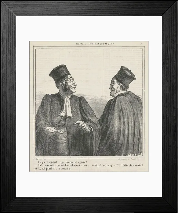 Framed Print : J'ai parlé... trois heures et demie!, 19th century. Creator: Honore Daumier Framed Print : J'ai parlé... trois heures et demie!, 19th century. Creator: Honore Daumier