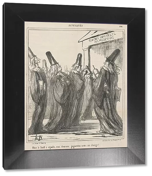 Hier le fusil a aiguille, eux demain... 19th century. Creator: Honore Daumier