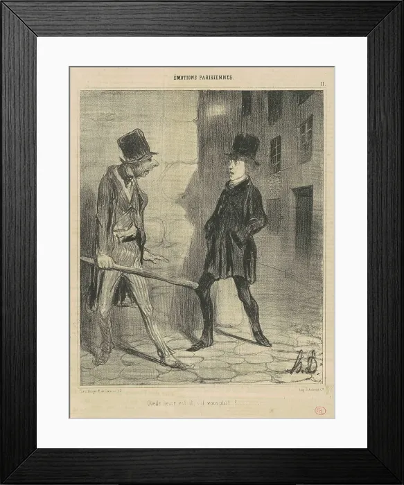 Framed Print : Quelle heure est'il, s'il vous plait?... 19th century. Creator: Honore Daumier Framed Print : Quelle heure est'il, s'il vous plait?... 19th century. Creator: Honore Daumier