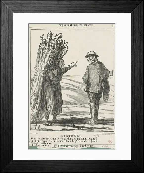 Framed Print : Un renseignement, 19th century. Creator: Honore Daumier Framed Print : Un renseignement, 19th century. Creator: Honore Daumier