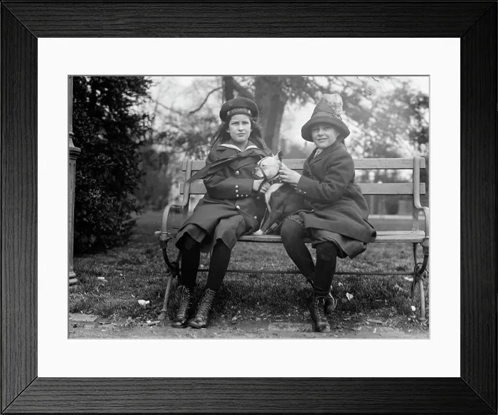 Framed Print : Dorothy Nagel, Daughter of Charles Nagel, left, with Beatrice Pitney, 1913. Creator: Harris & Ewing. Dorothy Nagel, Daughter of Charles Nagel, left, with Beatrice Pitney, 1913. Creator: Harris & Ewing