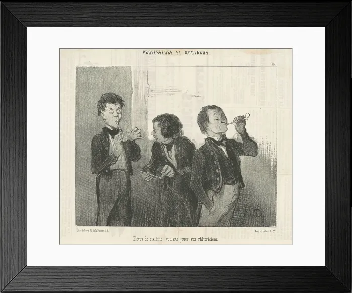 Framed Print : Eléves de sixième voulant jouer aux rhétoriciens, 19th century. Creator: Honore Daumier Framed Print : Eléves de sixième voulant jouer aux rhétoriciens, 19th century. Creator: Honore Daumier
