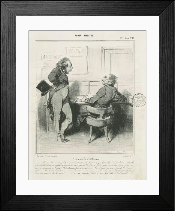 Framed Print : Une querelle d'allemand, 19th century. Creator: Honore Daumier