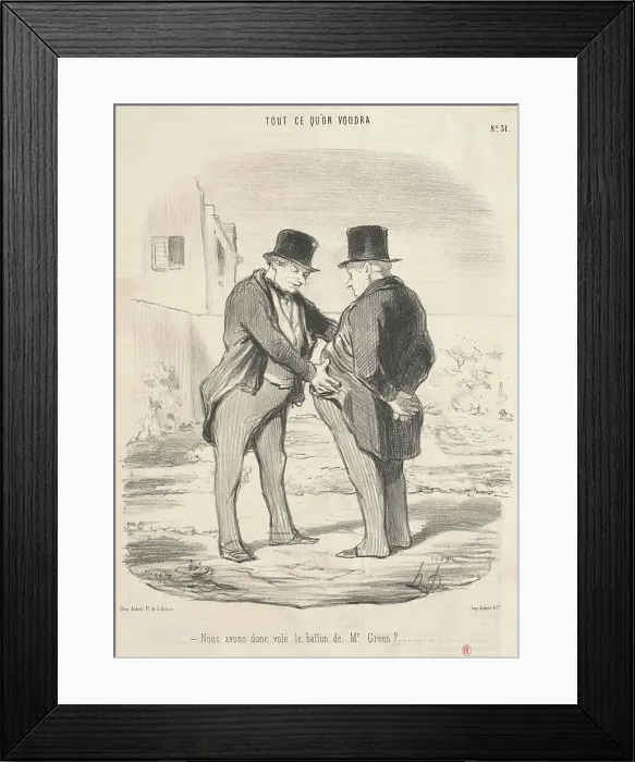 Framed Print : Nous avons donc volé le ballon de Mr. Green?, 19th century. Creator: Honore Daumier Framed Print : Nous avons donc volé le ballon de Mr. Green?, 19th century. Creator: Honore Daumier