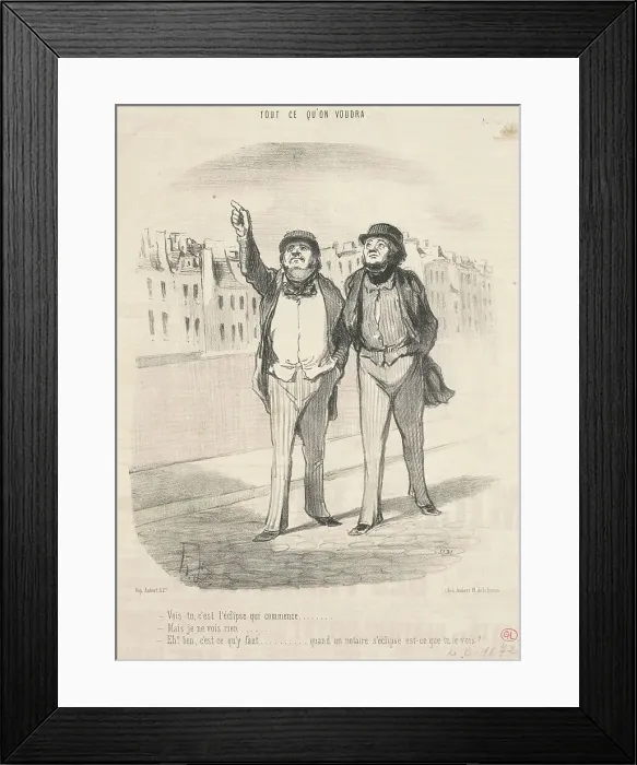 Framed Print : Vois-tu, c'est l'éclipse qui commence... 19th century. Creator: Honore Daumier Framed Print : Vois-tu, c'est l'éclipse qui commence... 19th century. Creator: Honore Daumier