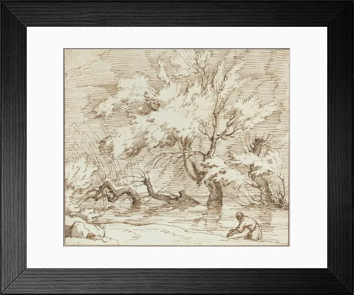 Framed Print : Trees Reflected in a Brook. Creator: Claude-Joseph Vernet Framed Print : Trees Reflected in a Brook. Creator: Claude-Joseph Vernet