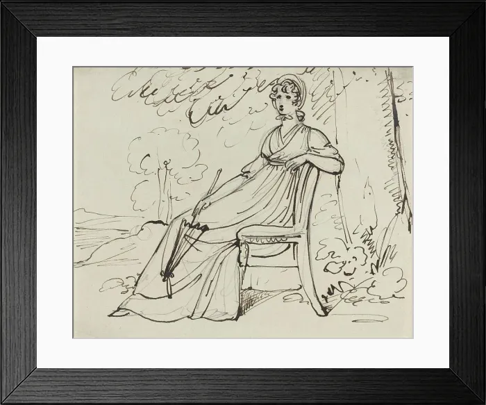 Framed Print : A Lady Seated with a Parasol, on or after 1794. Creator: Samuel Woodforde Framed Print : A Lady Seated with a Parasol, on or after 1794. Creator: Samuel Woodforde