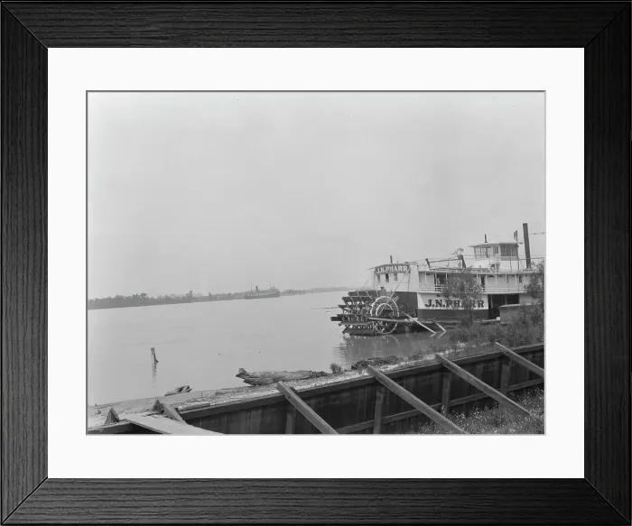 Framed Print : Paddle wheel steamboat on river, New Orleans, between 1920 and 1926. Creator: Arnold Genthe Framed Print : Paddle wheel steamboat on river, New Orleans, between 1920 and 1926. Creator: Arnold Genthe