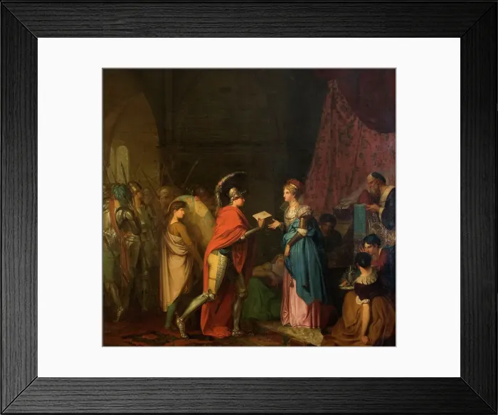 Framed Print : Hamlet Delivering a Letter Written by Himself to the Queen of Scotland, 1776. Creator: Nicolai Abraham Abildgaard Framed Print : Hamlet Delivering a Letter Written by Himself to the Queen of Scotland, 1776. Creator: Nicolai Abraham Abildgaard