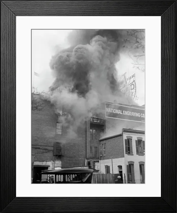 Framed Print : National Engraving Co. Washington, D.C. - Fire, 1917. Creator: Harris & Ewing. National Engraving Co. Washington, D.C. - Fire, 1917. Creator: Harris & Ewing Framed Print : National Engraving Co. Washington, D.C. - Fire, 1917. Creator: Harris & Ewing. National Engraving Co. Washington, D.C. - Fire, 1917. Creator: Harris & Ewing