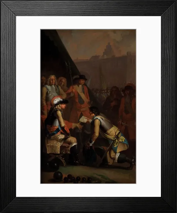 Framed Print : Magnus Stenbock Surrenders the Fortress of Tonningen to Frederik IV in 1714, 1785. Creator: Nicolai Abraham Abildgaard Framed Print : Magnus Stenbock Surrenders the Fortress of Tonningen to Frederik IV in 1714, 1785. Creator: Nicolai Abraham Abildgaard