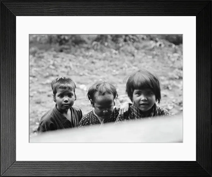Framed Print : Three Ainu children, 1908. Creator: Arnold Genthe Framed Print : Three Ainu children, 1908. Creator: Arnold Genthe