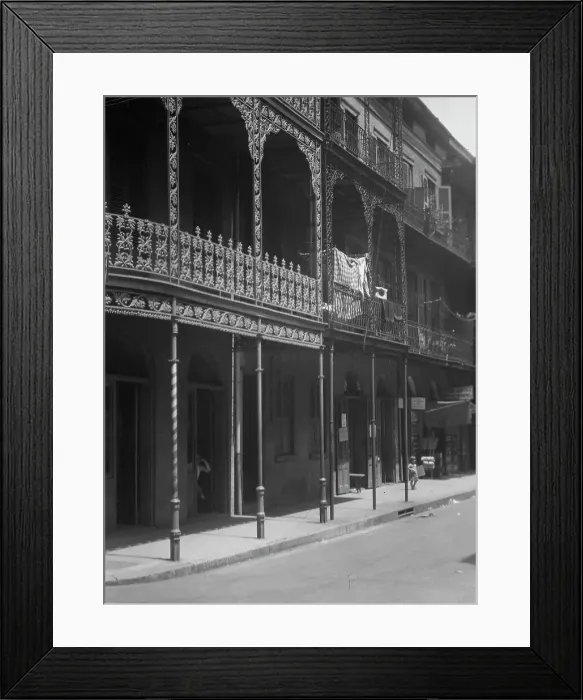 Framed Print : Street scene in the French Quarter, New Orleans, between 1920 and 1926. Creator: Arnold Genthe Framed Print : Street scene in the French Quarter, New Orleans, between 1920 and 1926. Creator: Arnold Genthe