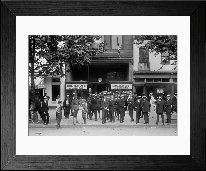 Framed Print : National Guard of D.C. Recruiting Station And Exhibit, 1914. Creator: Harris & Ewing. National Guard of D.C. Recruiting Station And Exhibit, 1914. Creator: Harris & Ewing Framed Print : National Guard of D.C. Recruiting Station And Exhibit, 1914. Creator: Harris & Ewing. National Guard of D.C. Recruiting Station And Exhibit, 1914. Creator: Harris & Ewing