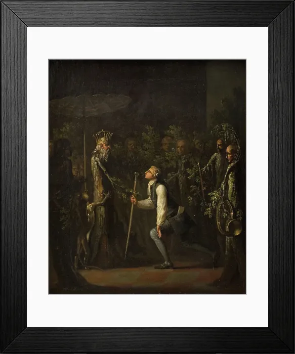 Framed Print : The Potuans are Surprised to see Niels Klim Genuflect in front of the Wise Prince. 1785-1787. Creator: Nicolai Abraham Abildgaard Framed Print : The Potuans are Surprised to see Niels Klim Genuflect in front of the Wise Prince. 1785-1787. Creator: Nicolai Abraham Abildgaard