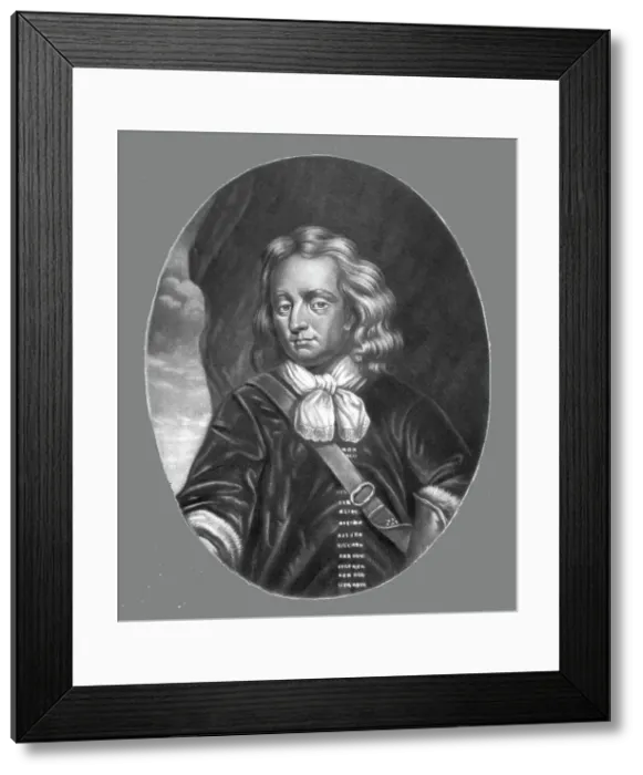 Framed Print : Sir Christopher Myngs, Admiral, killed in action against the Dutch; Obit 1666, 1813. Creator: Robert Dunkarton