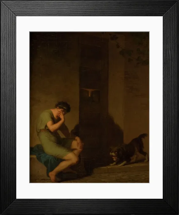 Framed Print : Tibullus Lamenting outside the Door of his Beloved, 1808. Creator: Nicolai Abraham Abildgaard Framed Print : Tibullus Lamenting outside the Door of his Beloved, 1808. Creator: Nicolai Abraham Abildgaard