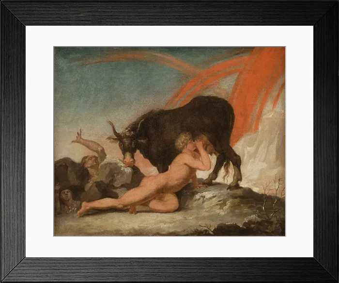 Framed Print : Ymir Suckling the Cow Audhumla;Ymer Sucking the Cow odhumbla, 1775-1778. Creator: Nicolai Abraham Abildgaard Framed Print : Ymir Suckling the Cow Audhumla;Ymer Sucking the Cow odhumbla, 1775-1778. Creator: Nicolai Abraham Abildgaard