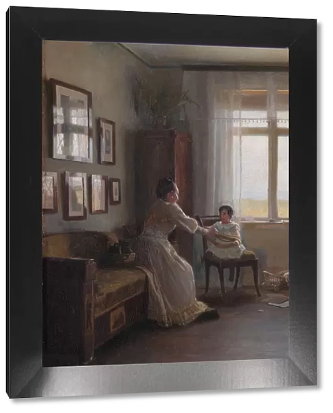 Interior with the Artist's Wife and Child, 1892. Creator: Georg Nicolai Achen