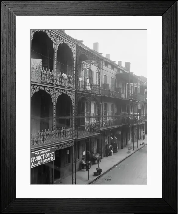 Framed Print : View down a street, New Orleans, between 1920 and 1926. Creator: Arnold Genthe Framed Print : View down a street, New Orleans, between 1920 and 1926. Creator: Arnold Genthe