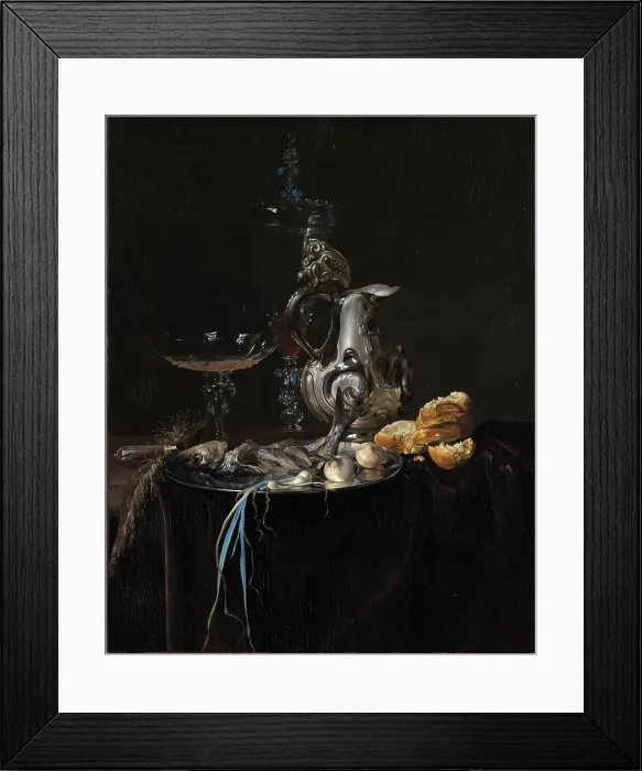 Framed Print : Still Life. Breakfast Piece with a Silver Jug, 1657. Creator: Willem van Aelst Framed Print : Still Life. Breakfast Piece with a Silver Jug, 1657. Creator: Willem van Aelst