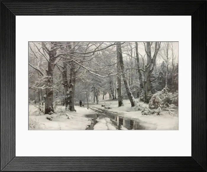Framed Print : Frosty weather in a beech forest, 1881. Creator: Anders Andersen-Lundby Framed Print : Frosty weather in a beech forest, 1881. Creator: Anders Andersen-Lundby
