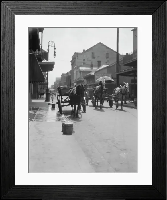 Framed Print : View down a street, New Orleans or Charleston, South Carolina, between 1920 and 1926. Creator: Arnold Genthe Framed Print : View down a street, New Orleans or Charleston, South Carolina, between 1920 and 1926. Creator: Arnold Genthe
