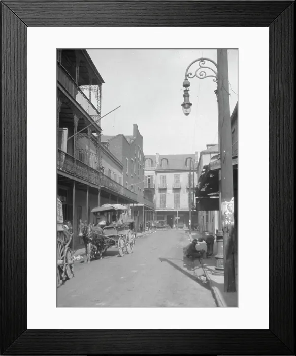 Framed Print : View down a street, New Orleans or Charleston, South Carolina, between 1920 and 1926. Creator: Arnold Genthe Framed Print : View down a street, New Orleans or Charleston, South Carolina, between 1920 and 1926. Creator: Arnold Genthe
