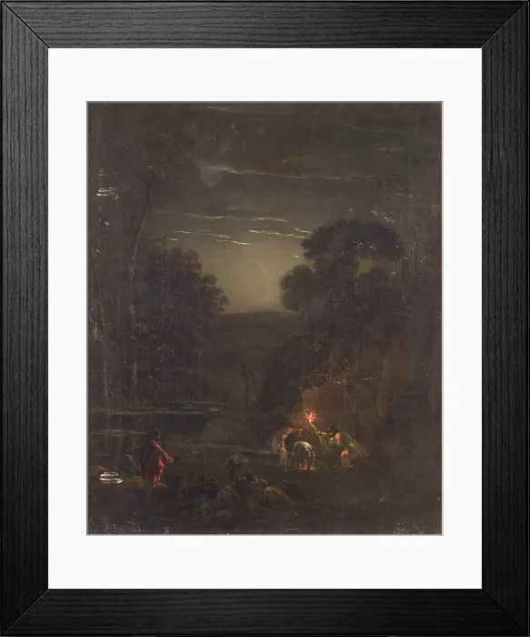 Framed Print : Nocturnal Crayfishing, 1625-1652. Creator: Jan Asselijin