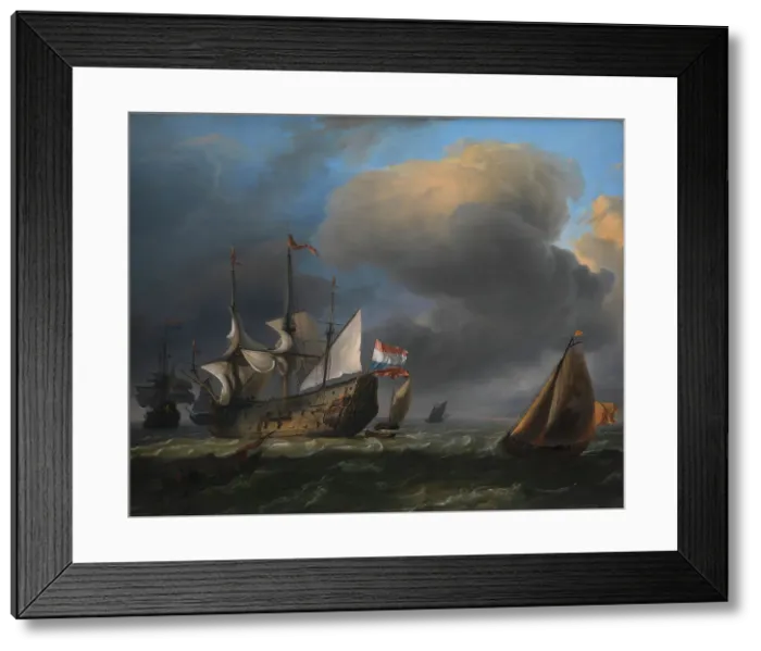 Framed Print : Seascape with Dutch Men-of-War and Fishing Boats, 1646-1708. Creator: Ludolf Backhuysen I Framed Print : Seascape with Dutch Men-of-War and Fishing Boats, 1646-1708. Creator: Ludolf Backhuysen I