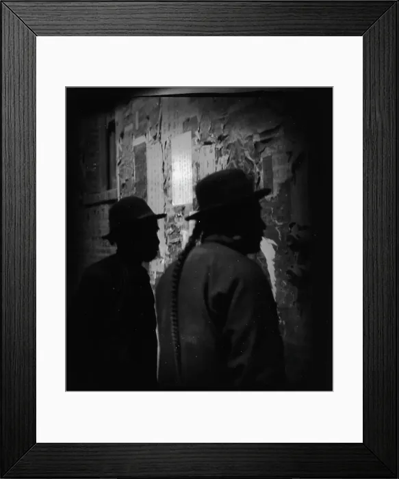 Framed Print : Reading wall notices, Chinatown, San Francisco, between 1896 and 1906. Creator: Arnold Genthe Framed Print : Reading wall notices, Chinatown, San Francisco, between 1896 and 1906. Creator: Arnold Genthe