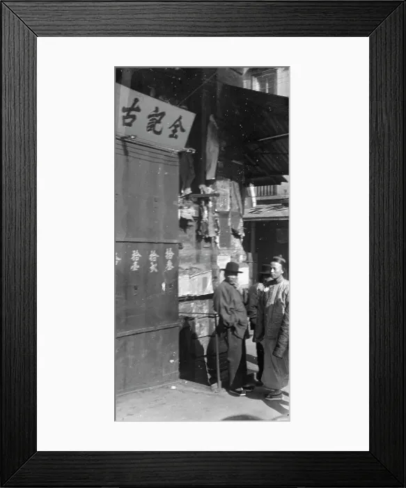 Framed Print : Two men standing on a sidewalk, Chinatown, San Francisco, between 1896 and 1906. Creator: Arnold Genthe Framed Print : Two men standing on a sidewalk, Chinatown, San Francisco, between 1896 and 1906. Creator: Arnold Genthe