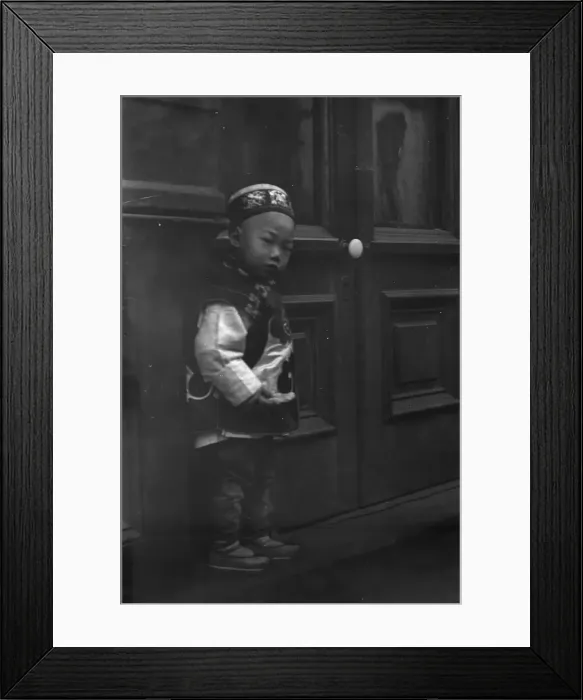 Framed Print : Small boy standing in front of a door, Chinatown, San Francisco, between 1896 and 1906. Creator: Arnold Genthe Framed Print : Small boy standing in front of a door, Chinatown, San Francisco, between 1896 and 1906. Creator: Arnold Genthe