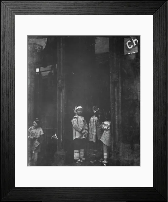 Framed Print : Three girls standing in a doorway, Chinatown, San Francisco, between 1896 and 1906. Creator: Arnold Genthe Framed Print : Three girls standing in a doorway, Chinatown, San Francisco, between 1896 and 1906. Creator: Arnold Genthe