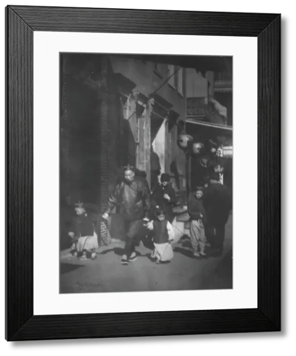 Framed Print : Man and two boys walking along a street, Chinatown, San Francisco, between 1896 and 1906. Creator: Arnold Genthe Framed Print : Man and two boys walking along a street, Chinatown, San Francisco, between 1896 and 1906. Creator: Arnold Genthe