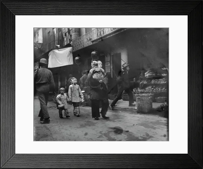 Framed Print : Woman and children walking down a street, Chinatown, San Francisco, between 1896 and 1906. Creator: Arnold Genthe Framed Print : Woman and children walking down a street, Chinatown, San Francisco, between 1896 and 1906. Creator: Arnold Genthe