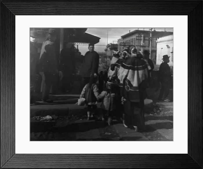 Framed Print : Women and children crossing a street, Chinatown, San Francisco, between 1896 and 1906. Creator: Arnold Genthe Framed Print : Women and children crossing a street, Chinatown, San Francisco, between 1896 and 1906. Creator: Arnold Genthe
