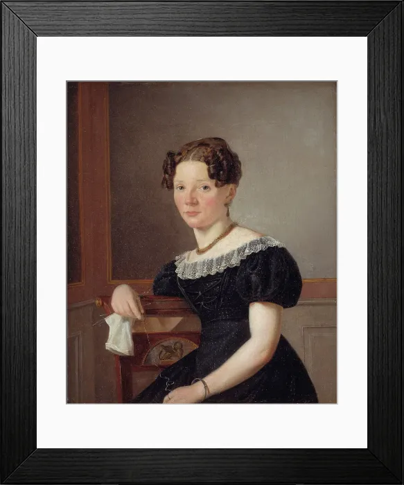 Framed Print : Woman with her Knitting - One of the Artist's Sisters (?), 1827. Creator: Wilhelm Bendz Framed Print : Woman with her Knitting - One of the Artist's Sisters (?), 1827. Creator: Wilhelm Bendz