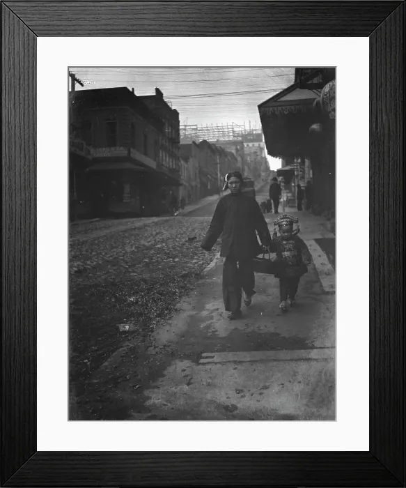 Framed Print : Carrying New Year's presents, Chinatown, San Francisco, between 1896 and 1906. Creator: Arnold Genthe Framed Print : Carrying New Year's presents, Chinatown, San Francisco, between 1896 and 1906. Creator: Arnold Genthe