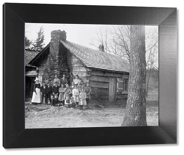 Mountaineers Cabin And Family of 15, 1913. Creator: Harris & Ewing. Mountaineers Cabin And Family of 15, 1913. Creator: Harris & Ewing
