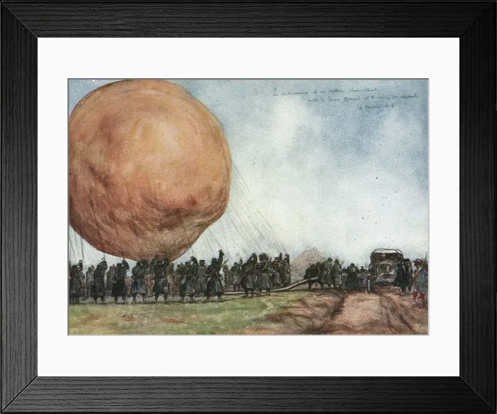 Framed Print : Sur le front d'artois - l'album de Jean Lefort; Manoeuvre d'un ballon observateur, 1915 (1916). Creator: Jean Lefort Framed Print : Sur le front d'artois - l'album de Jean Lefort; Manoeuvre d'un ballon observateur, 1915 (1916). Creator: Jean Lefort
