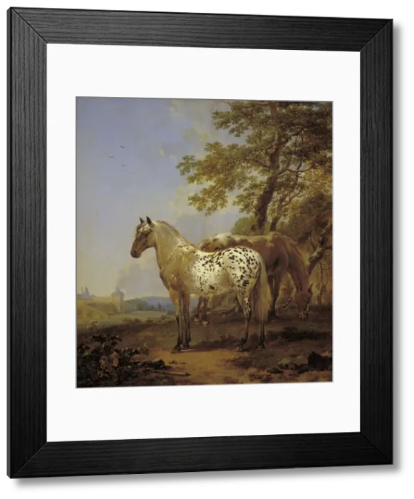 Framed Print : Two Horses in a Landscape, 1635-1683. Creator: Nicolaes Berchem Framed Print : Two Horses in a Landscape, 1635-1683. Creator: Nicolaes Berchem