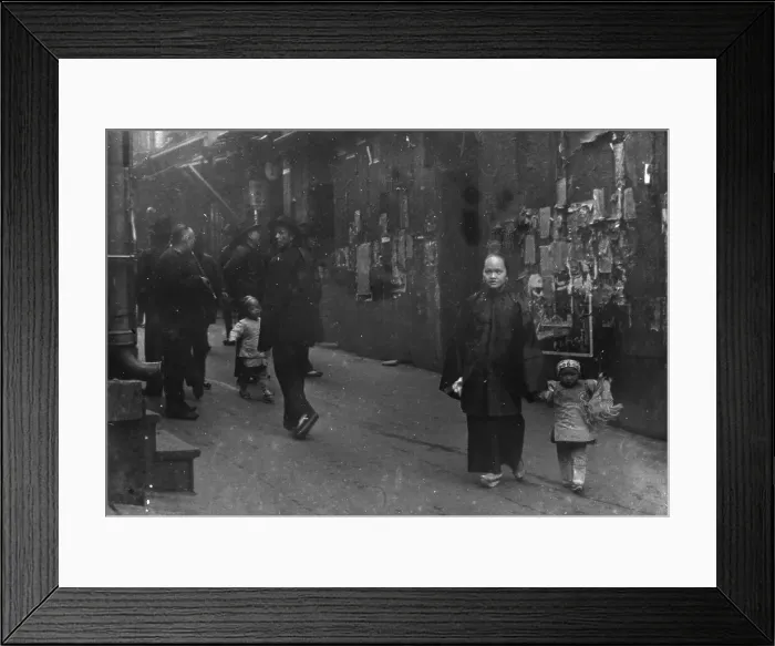 Framed Print : Woman and a child walking down a street, Chinatown, San Francisco, between 1896 and 1906. Creator: Arnold Genthe Framed Print : Woman and a child walking down a street, Chinatown, San Francisco, between 1896 and 1906. Creator: Arnold Genthe