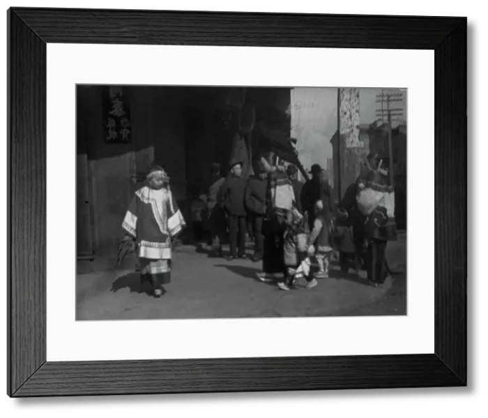 Framed Print : Women and children walking down a street, Chinatown, San Francisco, between 1896 and 1906. Creator: Arnold Genthe Framed Print : Women and children walking down a street, Chinatown, San Francisco, between 1896 and 1906. Creator: Arnold Genthe