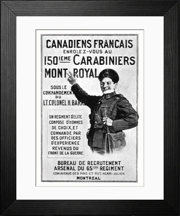 Framed Print : L'effort Canadien; Un appel, par affiche, Aux Canadiens francais, 1914. Creator: Unknown Framed Print : L'effort Canadien; Un appel, par affiche, Aux Canadiens francais, 1914. Creator: Unknown