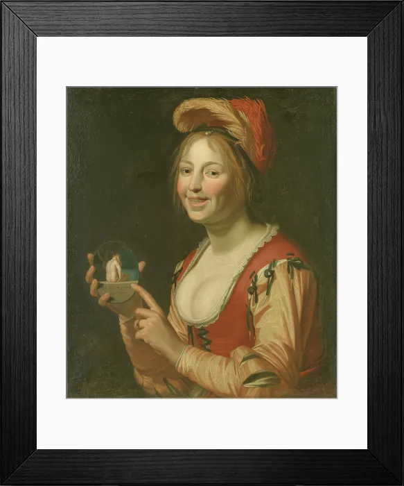 Framed Print : Laughing Girl Showing a Small Picture of a Nude Woman Seen from Behind, 1618-1671. Creators: Gerrit van Honthorst, Jan van Bijlert Framed Print : Laughing Girl Showing a Small Picture of a Nude Woman Seen from Behind, 1618-1671. Creators: Gerrit van Honthorst, Jan van Bijlert