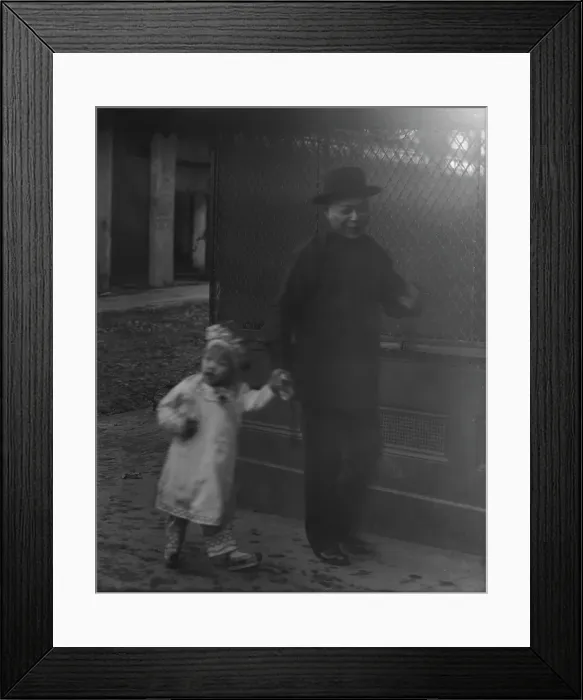 Framed Print : Man and a young child walking down a street, Chinatown, San Francisco, between 1896 and 1906. Creator: Arnold Genthe Framed Print : Man and a young child walking down a street, Chinatown, San Francisco, between 1896 and 1906. Creator: Arnold Genthe